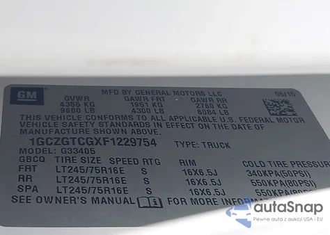 2015 Chevrolet Express 3500 Work Van z USA, uszkodzony, nr VIN 1GCZGTCGXF1229754